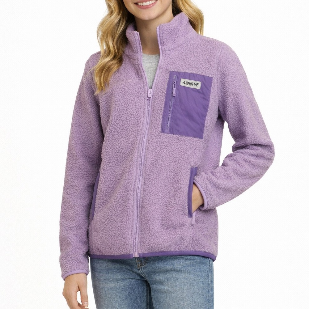Magellan Girls Youth Size Medium Purple Fleece Full Zip‎ Jacket